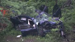 Daytime Video of car Clearview Expressway crash .