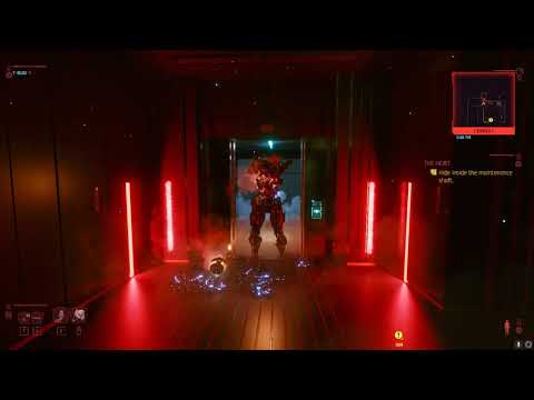 Fighting Adam Smasher during Konpeki Plaza heist