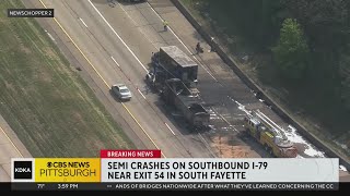 Semi crash, fire on I-79 backs up traffic