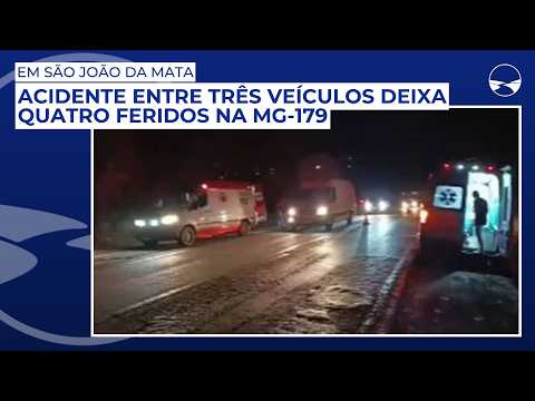 Acidente entre três veículos deixa quatro feridos na MG-179, em São João da Mata