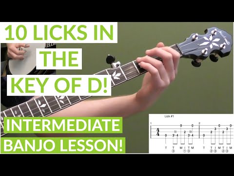 10 Licks In The Key Of D | Intermediate Bluegrass Banjo Lesson With Tab