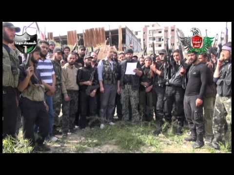 استهداف مواقع قوات النظام في مدينة دمشق بصواريخ محلية الصنع من قبل لواء شهداء دوما وكتيبة أسود الله