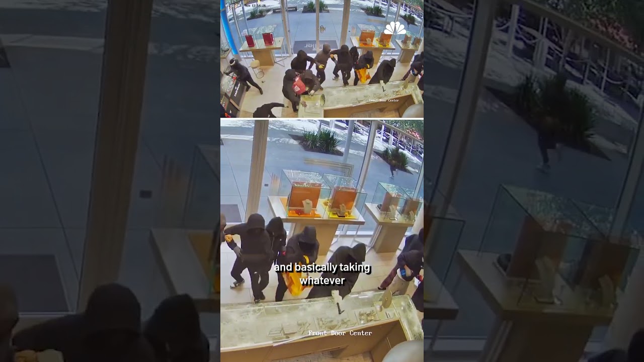 Wild heist caught on camera as masked mob storm jewelry store
