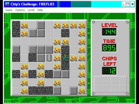 Chip's Challenge 1 Level 144 (Fireflies) - 832 seconds