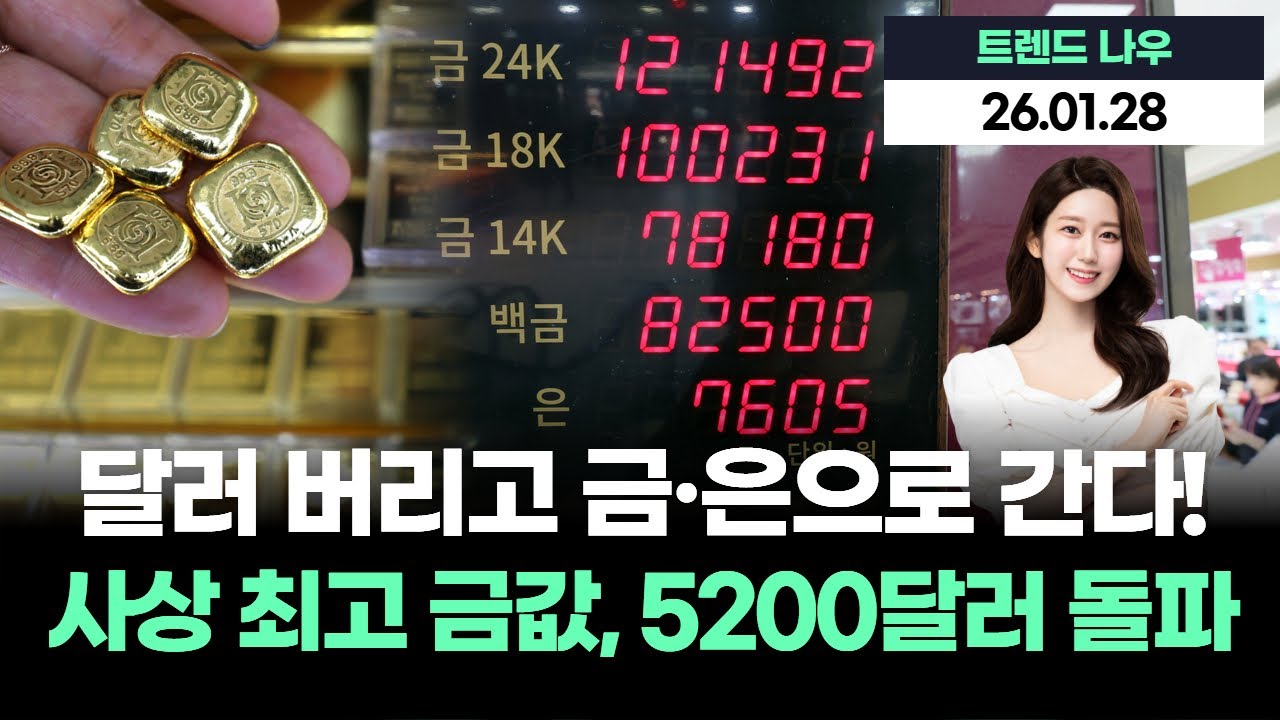 달러 버리고 금·은으로 간다! 사상 최고 금값, 5200달러 돌파