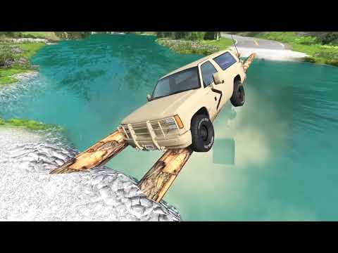 Cars vs Log Bridge - BeamNG Drive