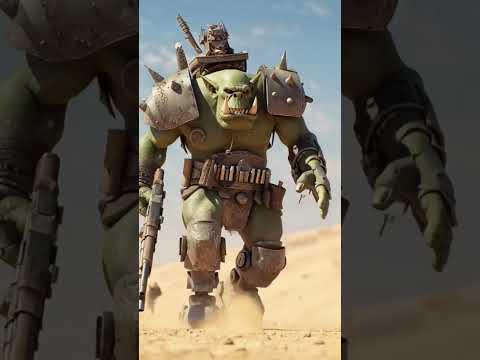 Un Piel Verde y un squig caminando por el desierto