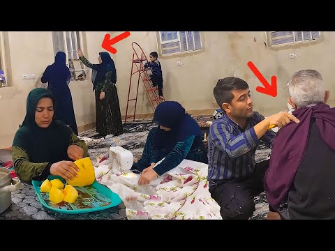 Sadegh caring for his father: Nomadic women sewing a curtain