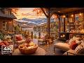 RELAXING AUTUMN DAY AT COZY COFFEE SHOP AMBIENCE 🍂 WARM JAZZ ..