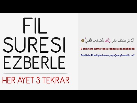 Fil suresi ezberle (Her ayet 3 tekrar)