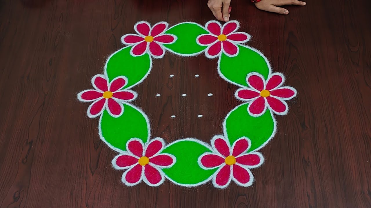 9×5dots beautiful sankranti special rangoli 🌹🌷|easy sankranti rangoli|Pongal kolams#Rang Kaa Rangoli
