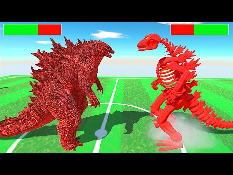RED GODZILLA VS RED GODZILLA SKELETON - Animal Revolt Battle Simulator