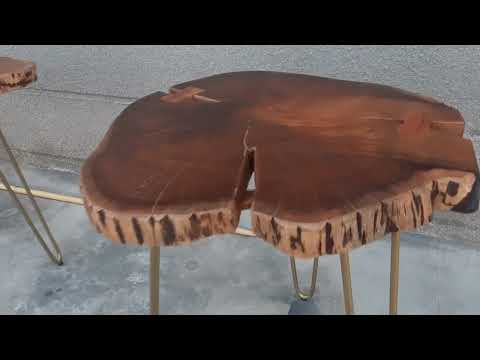 Wooden brown live edge side table, for home