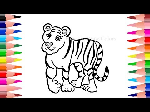 Tiger For Kids | Animals Coloring | Wild Animals For Children | How To Draw Animals | Baby Drawings