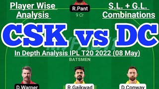 CSK vs DC Fantasy Team Prediction | CSK vs DC IPL T20 08 May | CSK vs DC Today Match Prediction