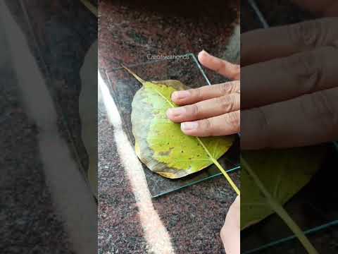 Leaf painting Glass painting Peepal leaf art #art #trending #leafprinting Leaves painting