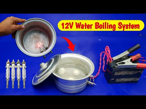 How to Boil Water By 12V Battery . Battery Water Heater #heater #diy