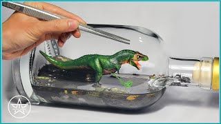 How to Capture a #JURASSIC T-REX in a Tiny Glass Bottle! | DIY Diorama with Polymer Clay & Resin