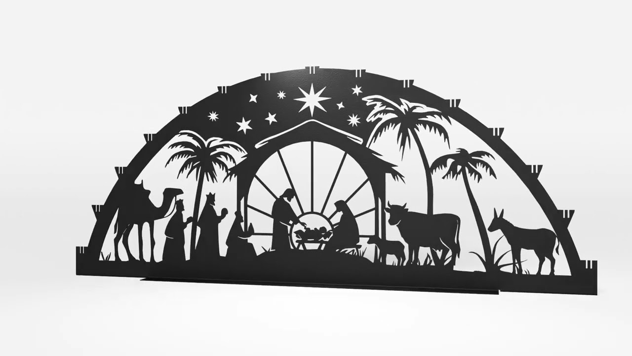 XXL Schwibbogen aus Metall | DSB1020 Weihnacht-Motiv | Schwarz  | für den Außenbereich Video