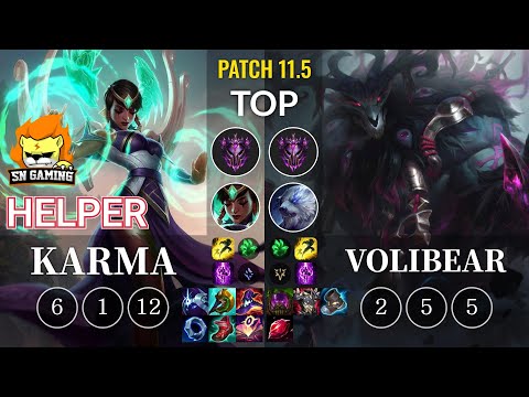 SN Helper Karma vs Volibear Top - KR Patch 11.5
