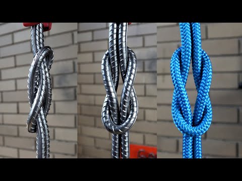 I make a Steel Knot by Bending Rebar - Reef Knot - without Heating, Metal Art Project