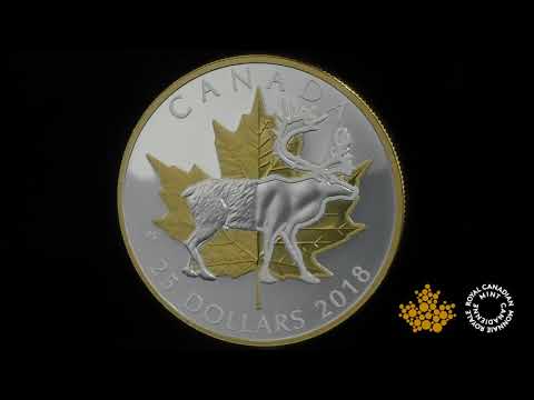 1 oz. Pure Silver Gold Plated Piedfort - Timeless Icons: Caribou