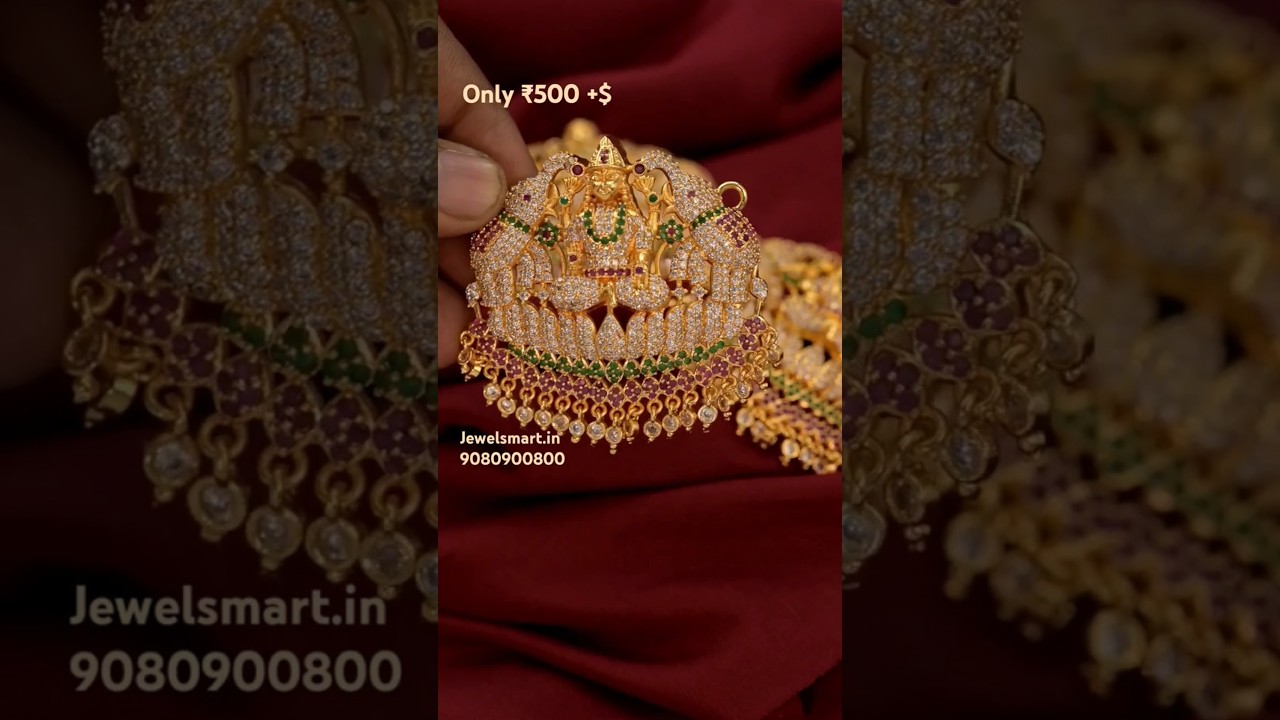 TEMPLE INSPIRED! Beautiful Gajalakshmi Pendant with Sparkling CZ Stones #jewelry #templejewellery