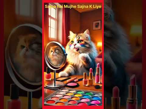 Cute Cats doing makeup #youtubeshorts