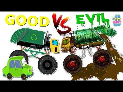 Good Vs Evil | Garbage Truck | Street Vehicles For Kids | Milk Van, Crane, Rock Truck, Toy Train