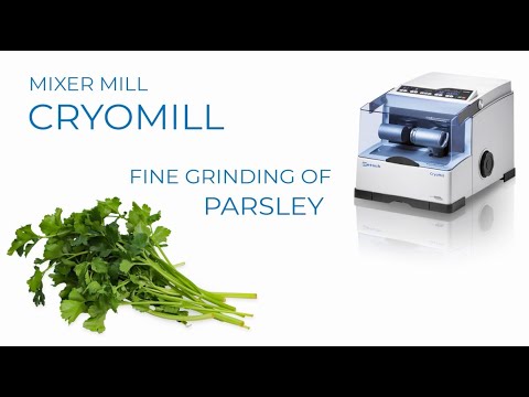 Cryogenic grinding of parsley in Cryomill - RETSCH