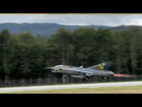 Saab 32D lansen and Sk-35 Draken takeoff at telemark airshow 2023