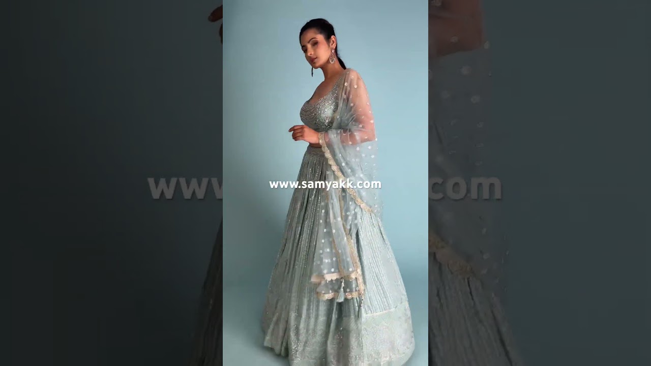 Cloud Blue Sequins Embroidered Georgette Designer Lehenga-NE2847