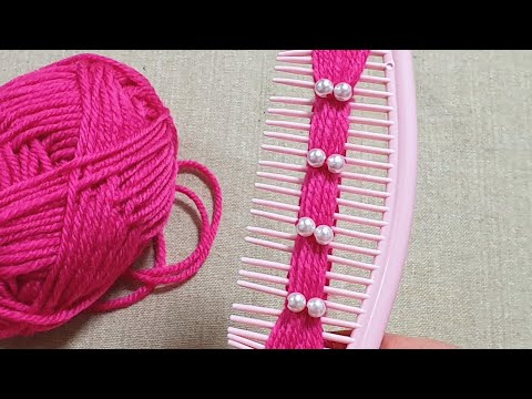 Amazing Woolen Flower Craft Ideas with Hair comb - Hand Embroidery Design Trick - Sewing Hack - DIY