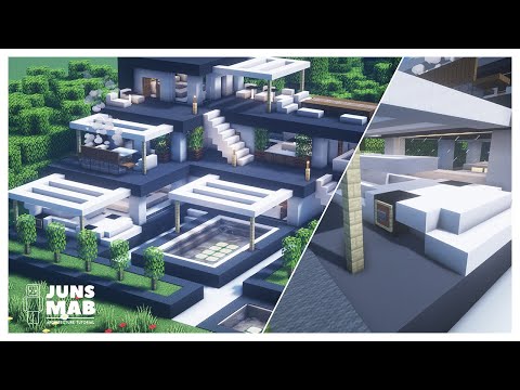 A real architect's building houses in Minecraft tutorial / Modern Concrete House + INTERIOR #150