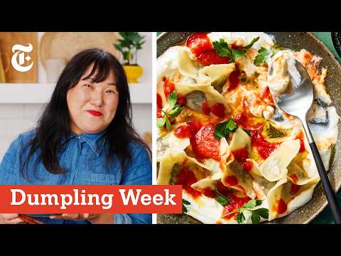 Mushroom Manti With Garlic Yogurt & Tomato Sauce