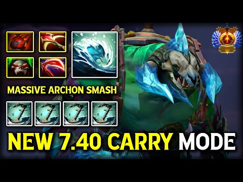 WTF NEW 7.40 CARRY MODE TIDEHUNTER | Massive Archon Smash With Desolator + Daedalus Build DotA 2