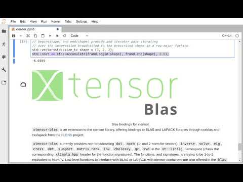 Using xtensor in the Jupyter notebook with the C++ kernel