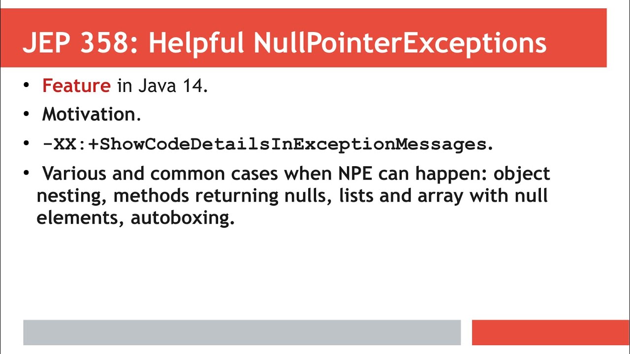 Java 14 - Helpful NullPointerExceptions