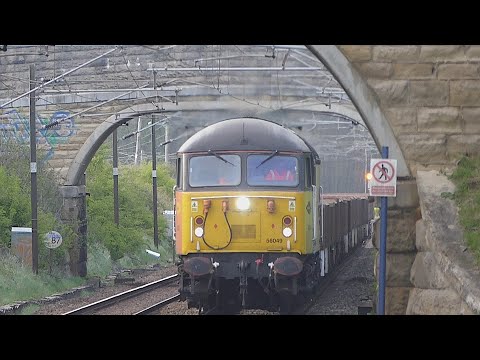 Colas Railfreight Class 56 passes Acklington (5/5/22)