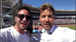 Cantando en Cordoba Argentina, en el dia del niño. David bisbal, Luciano Pereyra y Mario Pereira.