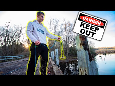 I Went Magnet Fishing At A SKETCHY Bridge (Dangerous)