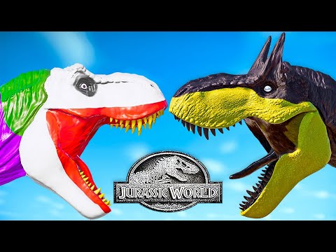Batman T-REX VS Joker T-REX, Mad Carnotaurus, Mapusaurus 🦖 Jurassic World Evolution Dinosaur Fight