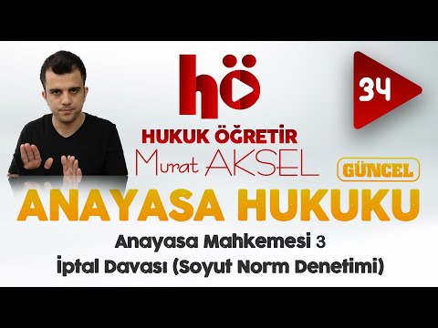 34 | Anayasa Mahkemesi - 3 - İptal Davası - Soyut Norm Denetimi | Anayasa Hukuku