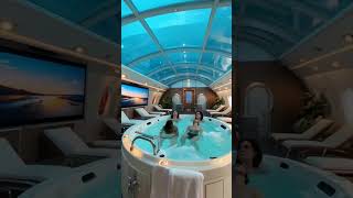 futuristic luxury jet interior being explored in POV walkthrough