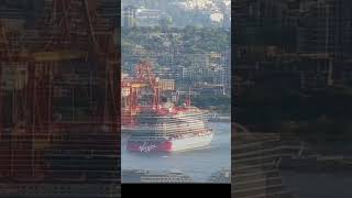 Virgin Cruises beautiful sunset departure from Vancouver