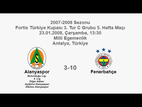 Alanyaspor 3-10 Fenerbahçe [HD] 23.01.2008 - 2007-2008 Turkish Cup 3rd Round Group C Matchday 5