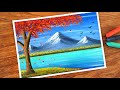 Oil Pastel Red Tree Landscape Painting For Beginners Oil Pastel Drawing