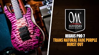 Video thumbnail for Peach Picks | Mayones Regius PRO 7 Transparent Natural Fade Purple Burst Out Gloss by Peach Guitars