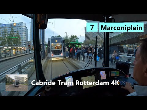 4K Cabride Tram Rotterdam | Line 7| With Dashboardview| To Marconiplein| Alstom Citadis