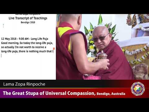 20180512 0930 LZR GSUC Bendigo - Lama Zopa Rinpoche long life puja